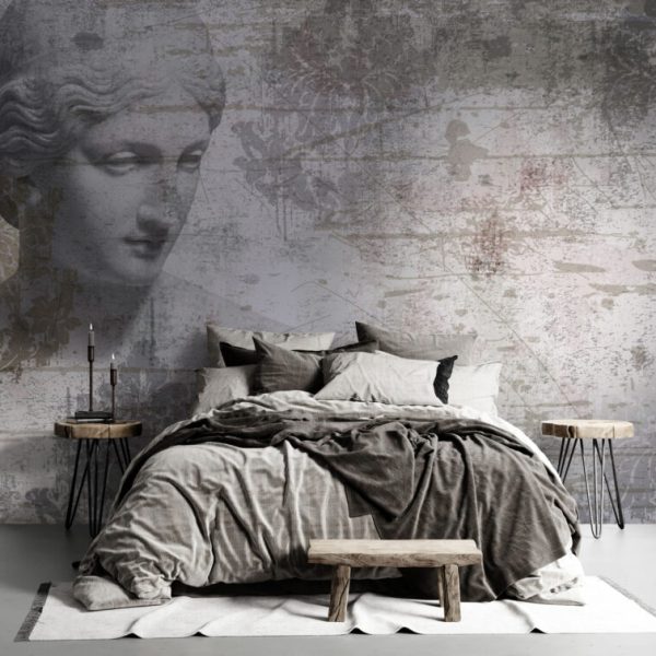 Woman Statue Antique Floral Wall Mural