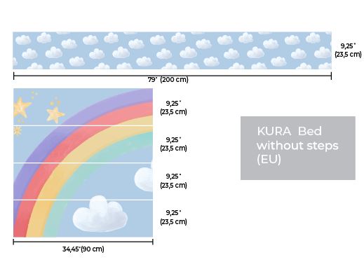 Rainbow Kura Bed Sticker for Kids Room - Clouds and Rainbow 2024 IKEA Kura Bed Decal for Nursery