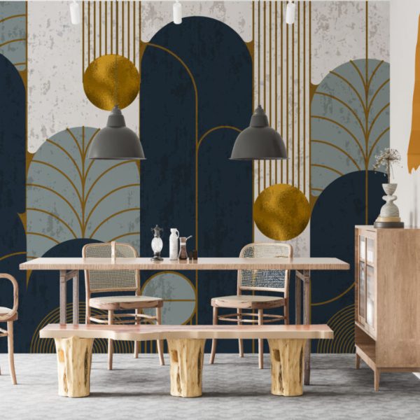 Geometric Gold Modern Wall Mural