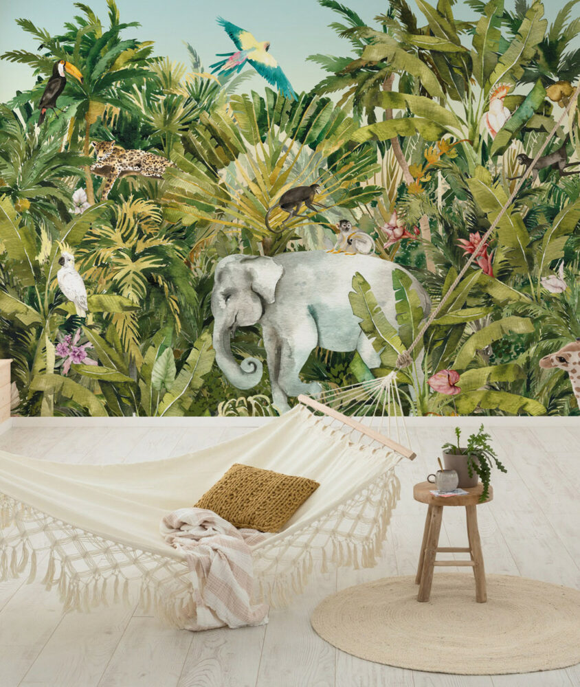 Animals In The Tropical Garden Wall Mural