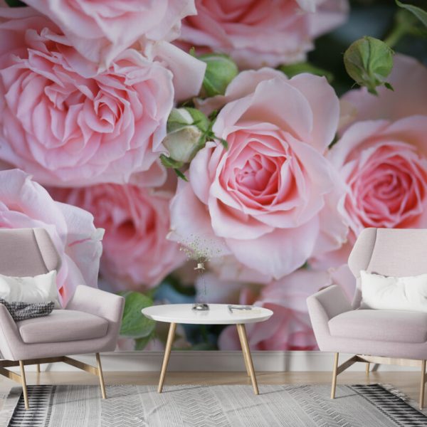 Pink 3D Roses Wallpaper Wall Mural