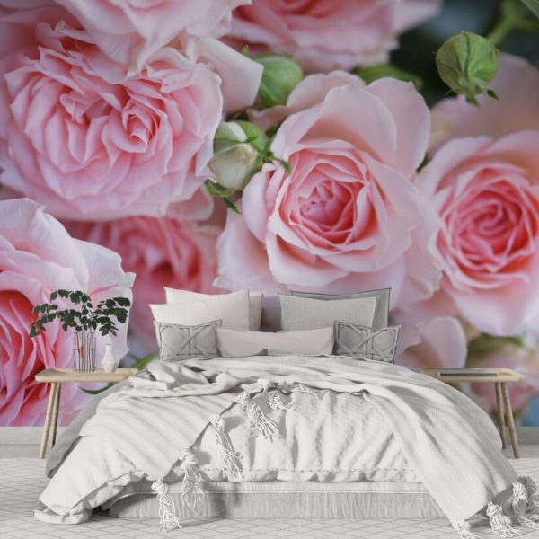 Pink 3D Roses Wallpaper Wall Mural