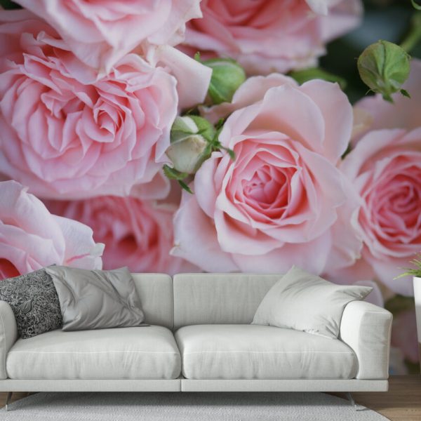 Pink 3D Roses Wallpaper Wall Mural