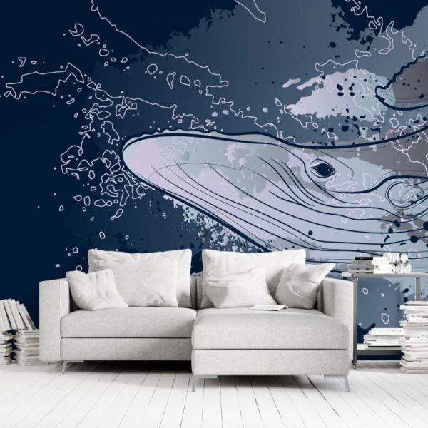 Big Whale Drawing Wall Mural