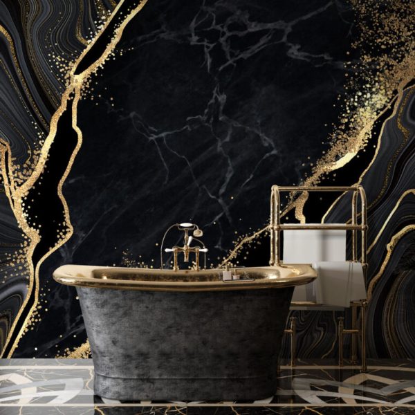 Gold Black Marble Pattern Wall Mural