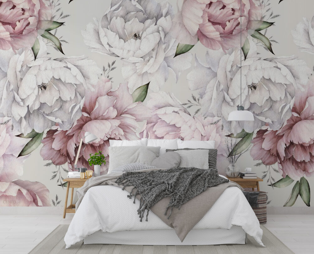 Pink and White Soft Roses Wall Mural