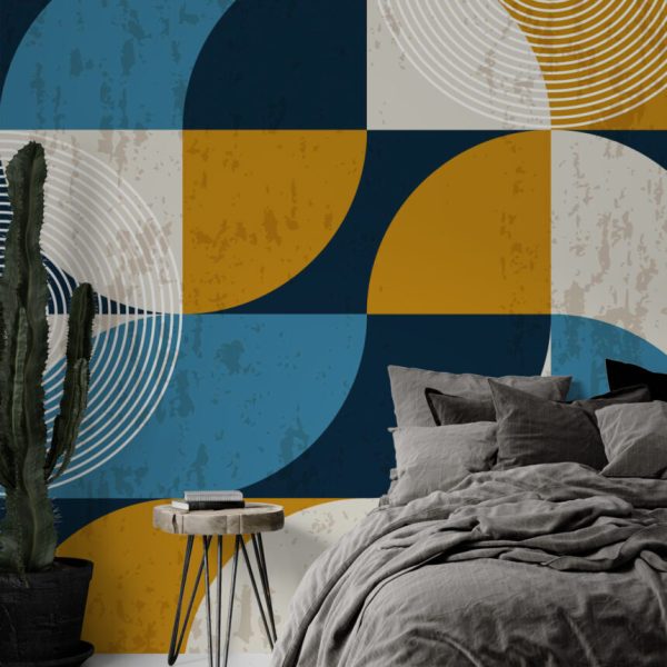 Geometric Gold Color Detailed Wall Mural