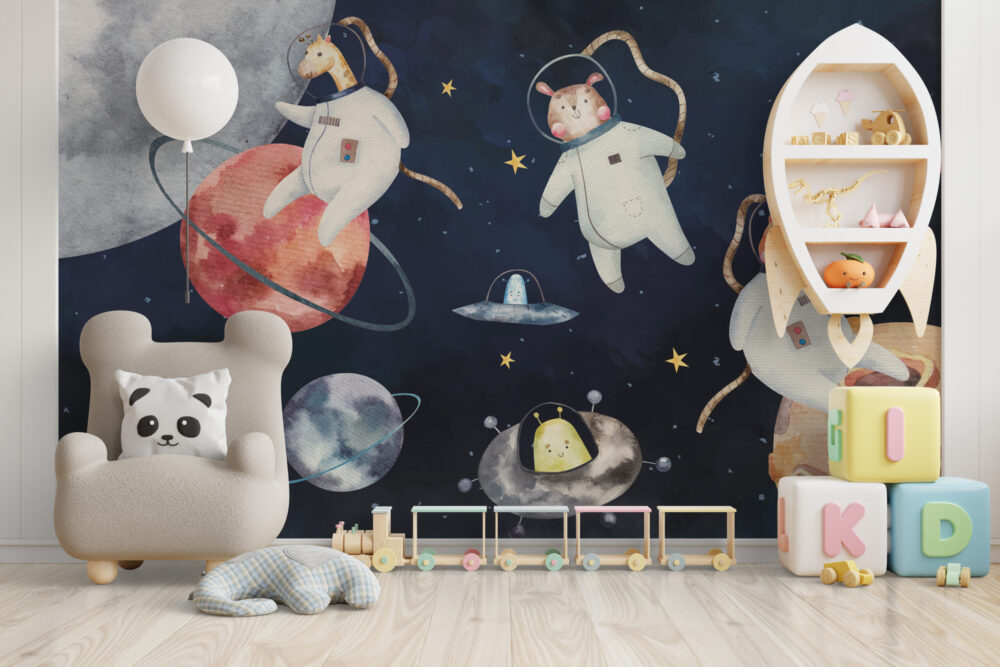 Space Themed Kids Wallpaper