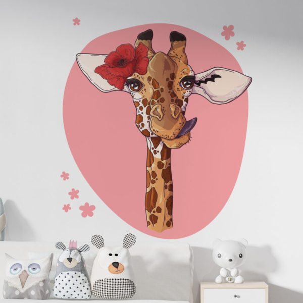 Wall Decal Giraffe With Pink Background