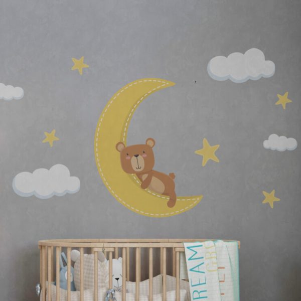 Wall Decal Bear Sleeping On The Moon