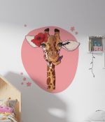 Wall Decal Giraffe With Pink Background