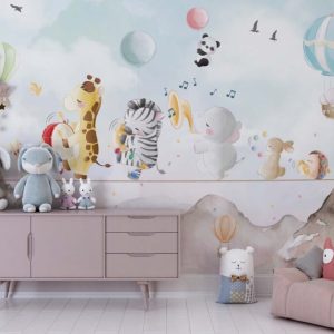 Cute Animals 3D Wallpaper for Children's Room