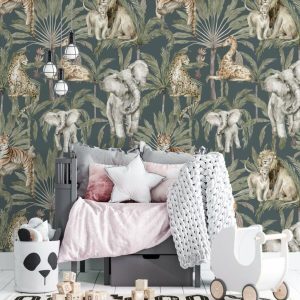 Tropical and Safari Pattern Wallpaper