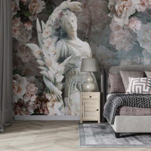 Sculpted and Antique Rose Patterned 3D Wallpaper