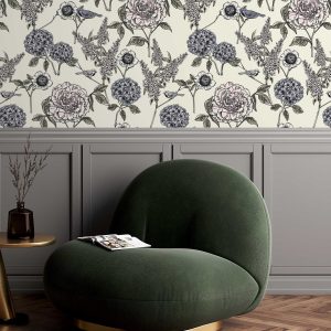Hydrangeas and Birds Wallpaper