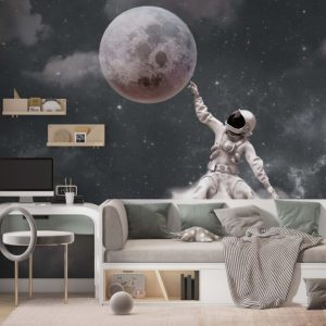 Moon and Astronaut 3D Wallpaper