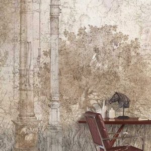Old Palace Tree-Patterned 3D Wallpaper