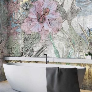 Pencil-Drawn Rose Patterned 3D Wallpaper