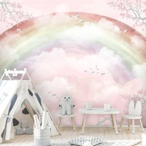 Large Rainbow Patterned Children's Room Wallpaper