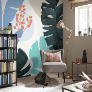 Turquoise Color Banana Leaf 3D Wallpaper