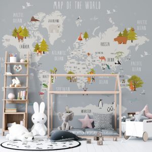 Different Trees Children's Map 3D Wallpaper