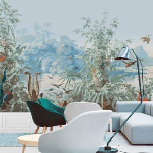Tropical Flower 3D Wallpaper with Birds