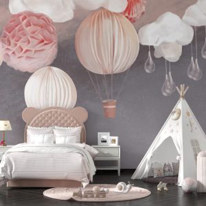 Balloon and Cloud Patterned 3D Wallpaper