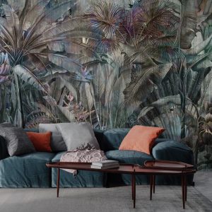 Tropical Forest with Starfish and Banana Trees Wallpaper