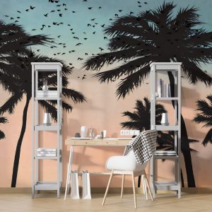 Miami Trees Sunset 3D Wallpaper