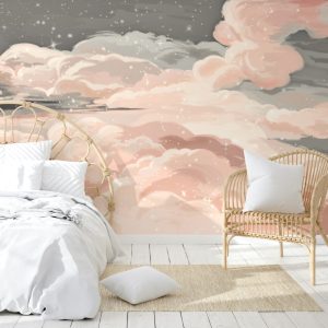 Pink Clouds and Stars Sky Wallpaper