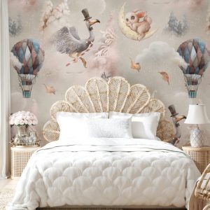 Flying Balloons and Circus Animals Wallpaper