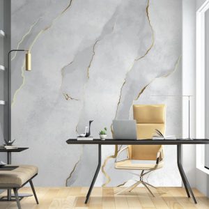 Marble Pattern with Gold Detail Embossed Effect 3D Wallpaper