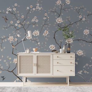Soft Flowers in Blue Tones Wallpaper