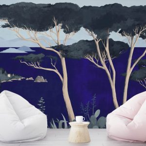Tropical 3D Wallpaper with River View