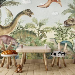 Dinosaurs in Tropical Forest Wallpaper