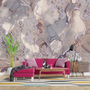 Geometric Pattern Marble Wallpaper