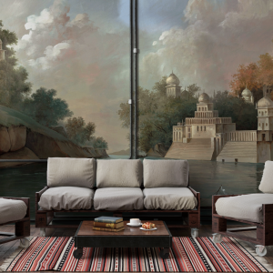 Historical Structures by the Lake Wallpaper