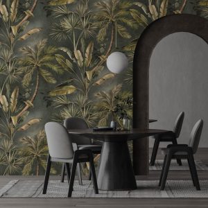 Palm Trees and Banana Leaves Wallpaper