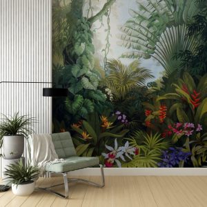 Stars and Flowers in a Tropical Forest Wallpaper