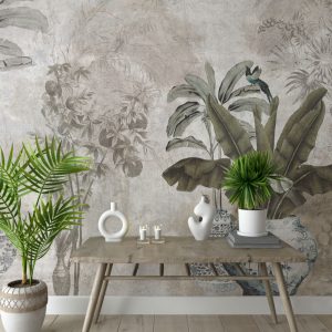 Chinese Vases and Tropical Plants Wallpaper