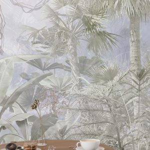 Soft-Toned Tropical Forest Wallpaper