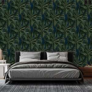 Tropical Green Palm Leaves Wallpaper