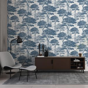 Scandinavian Style Blue Trees Wallpaper