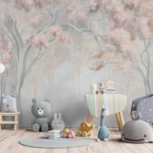 Pink Tree-Covered Forest Wallpaper