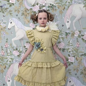White Horse Flower Pattern Children's Room Wallpaper