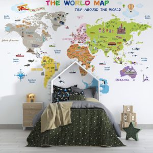 Famous Buildings Children's Map 3D Wallpaper