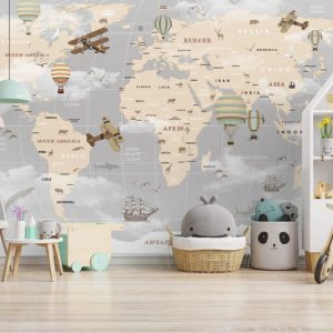 Scaled Children's Map 3D Wallpaper