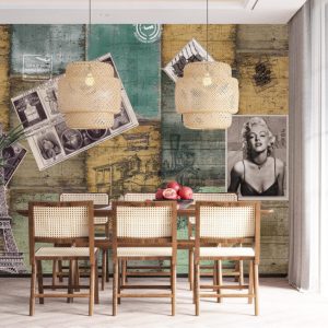 Newspaper Clipping Patterned Vintage 3D Wallpaper