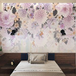 Multi-Variety Flower and Plant Patterned 3D Wallpaper