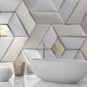 Gold Detailed 3D Geometric Wallpaper